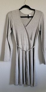 Gray cotton wrap around dress